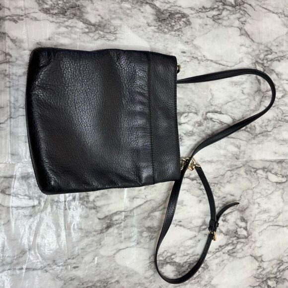 Michael Kors Crossbody Bag black leather gold logo Classic purse - Picture 5 of 7